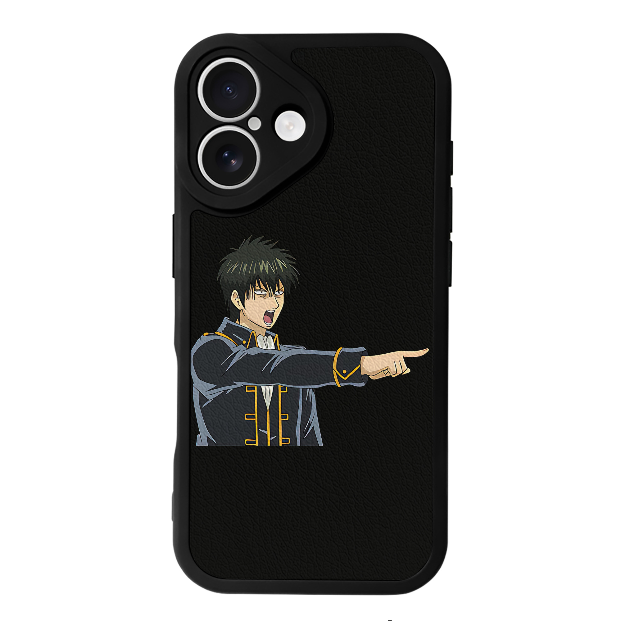 （画像用） ぎんたま 坂田銀時（さかたぎんとき） 神楽 志村新八（しむら しんぱち） GINTAMA Sakata Gintoki Kagura Shimura Shinpachi 【iPhone 16シリーズ対応】シリコンスマホケース（レザー調） 材質：シリコン